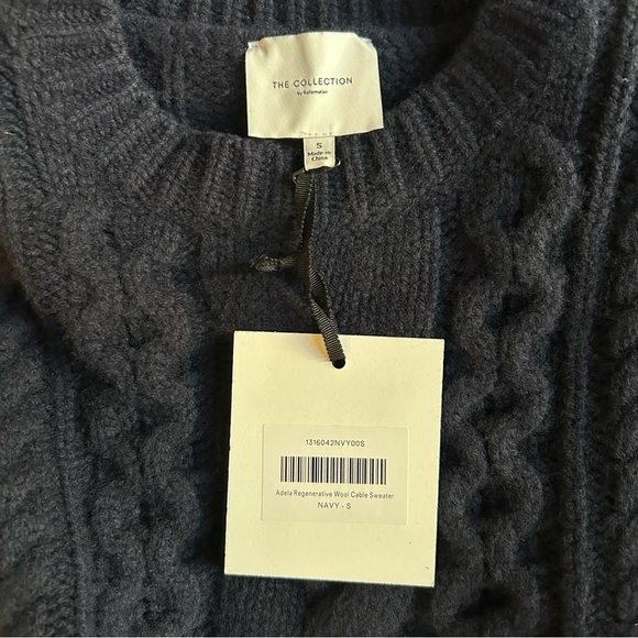 NWT Reformation The Collection Adela Regenerative Wool Cable Sweater Navy small - Picture 13 of 15